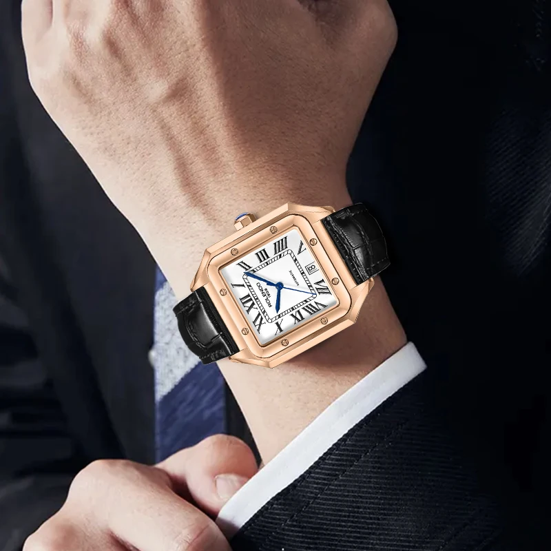 Zegarki dla par ROLENDO Luxury, mechaniczne, automatyczne, z rzymskimi cyframi, wodoszczelne, z szafirowym szkłem, zegarek na rękę dla kobiet i mężczyzn, prezent.