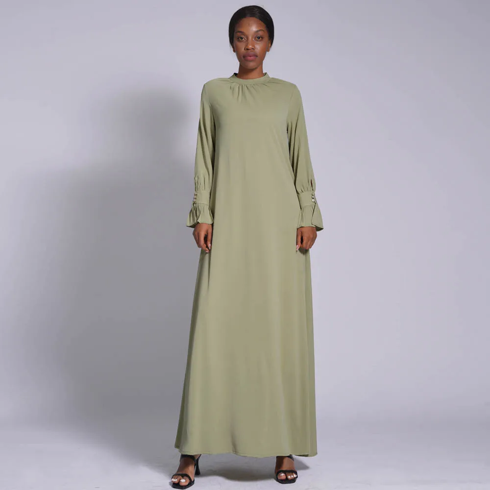 

Muslim Women Lady Long Maxi Dress Long Sleeve Underdress Slim Arab Abaya Robe Ramadan Kaftan Turkish Dubai Clothing Middle East