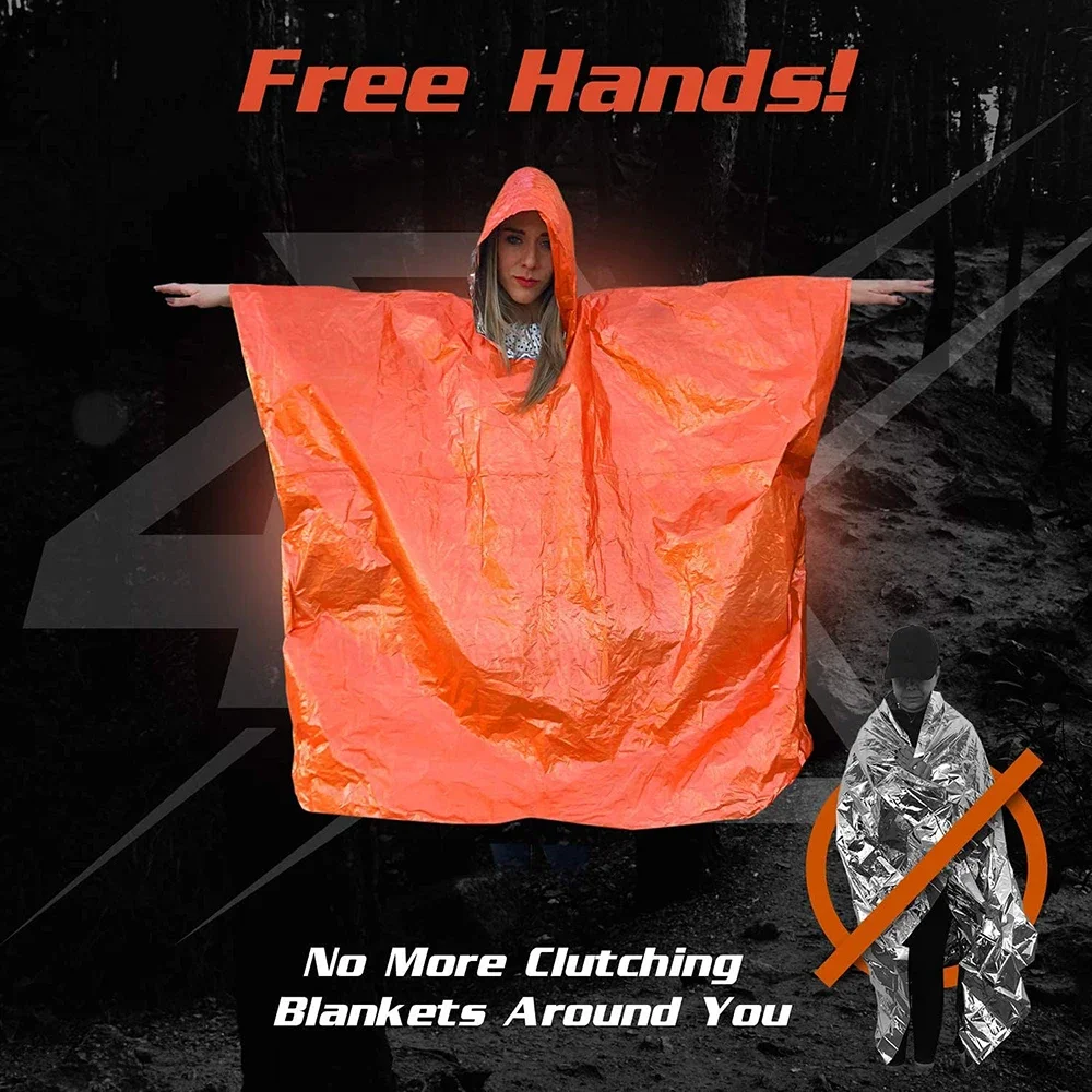 

PE Material Ultra-Lightweight Outdoor Rain Poncho, Only 90g Camping Rainwear, 11*6*6cm Compact Storage, Full Backpack Coverage W