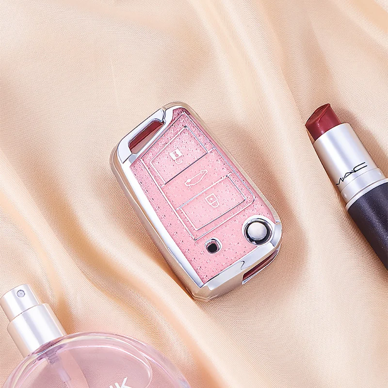 كريستال الوردي تي بي يو لشركة فولكس فاجن جولف 7 GTI بولو توران تيجوان سكودا اوكتافيا كودياق فابيا سيات إيبيزا ليون أتيكا غطاء مفتاح السيارة الوجه