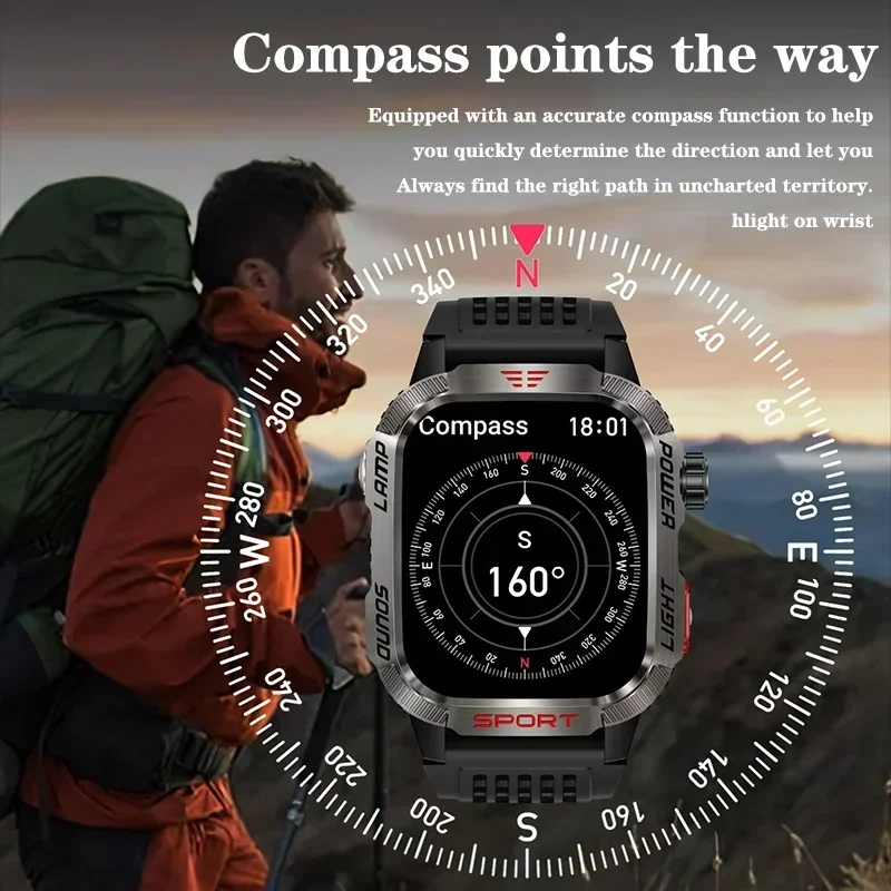 Xiaomi Mijia 2.01'' 600 MAh Flashlight Smart Watch Men Compass Voice Assistant Bluetooth Call Waterproof Sports Fitness Bracelet