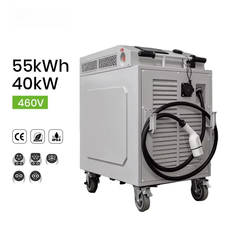 55kWh Movable Battery Pack Charger for Electric Car Charging Portable Large Power Bank with Single Gun