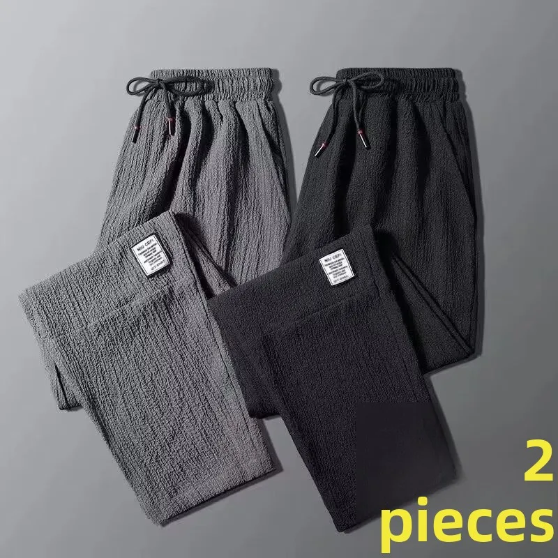 

Loose Linen Work Pants for Men Ice Silk Qui Dry Ultra Thin Cotton Linen Summer Casual Trousers Youth Faion Straight Leg