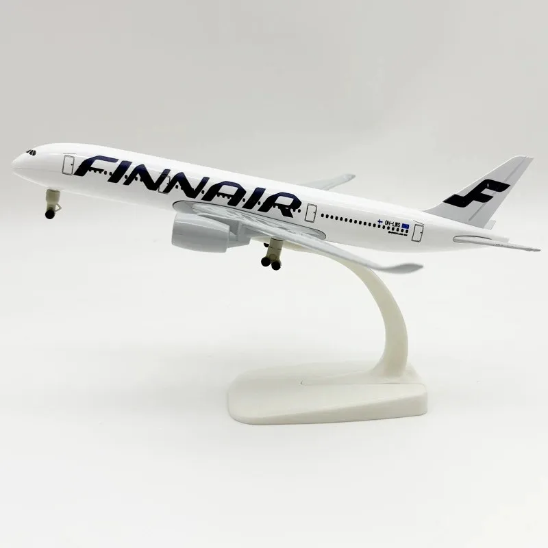 

Модель самолета из литого под давлением сплава, 20 см Finnair Airways A350, металлическая шкала, самолет с шасси, игрушечный самолет, авиационный дисплей, самолет