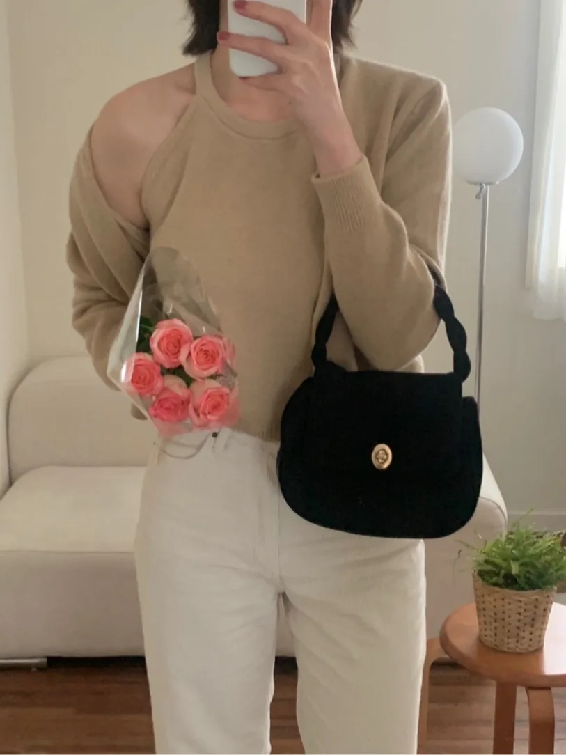 

Gentle Breeze oulder-baring Knitted Vest Women's Faion Outerwear Two-piece Set Street Sle Batwing Sve Loose Fit