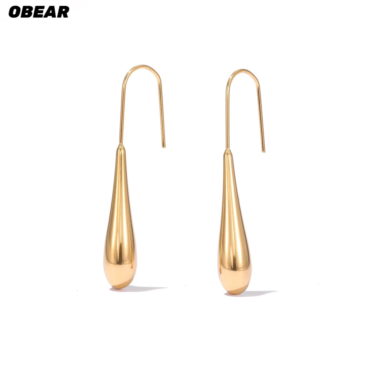 Edelstahl Tropfenförmige Hängeohrringe |   Minimalistische Lange Hängeohrringe Wasserfester Schmuck für Frauen