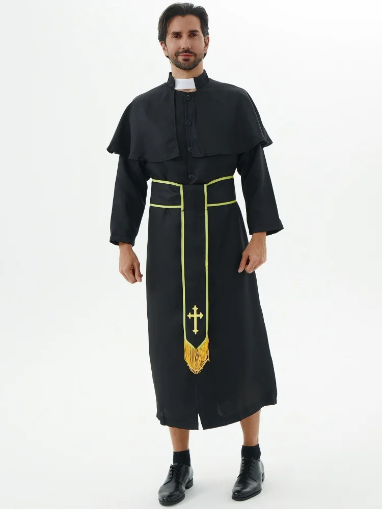 وحتى فستان رقص حفلة أسود الكبار كاهن رداء الرجال العراب زي هالوين تأثيري البدلة