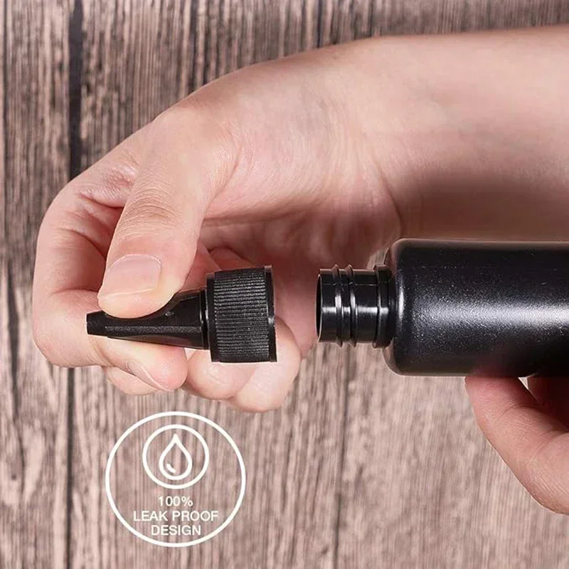 5Pcs 30ml-500ml Empty Black PE Plastic Squeeze Paint Bottles W/ Protective Caps & Tip Refillable DIY Containers For Pigment Oil