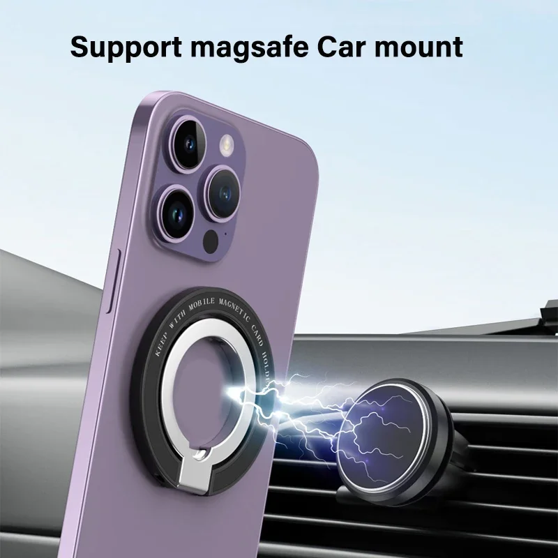 Magnetic Universal Mobile Phone Finger Ring Holder Portable Foldable Desktop  MagSafe Car Mount Bracket For iPhone 13 14 Xiaomi
