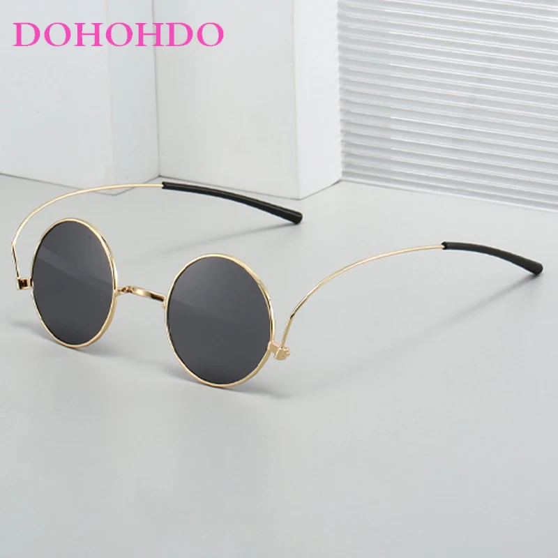 

New Luxury Hip-hop Metal Round Frame Glasses For Men Personality Brand Designer Women Sunglasses Traveling Driving Shades UV400