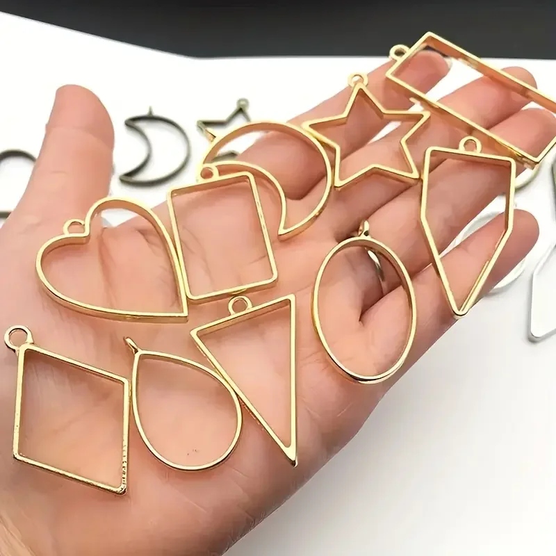 30 sztuk metalowych geometrycznych pustych ramek wisiorek z zawieszką UV żywica epoksydowa rzemiosło Bezel dla majsterkowiczów akcesoria do wyrobu biżuterii — zdjęcie 4