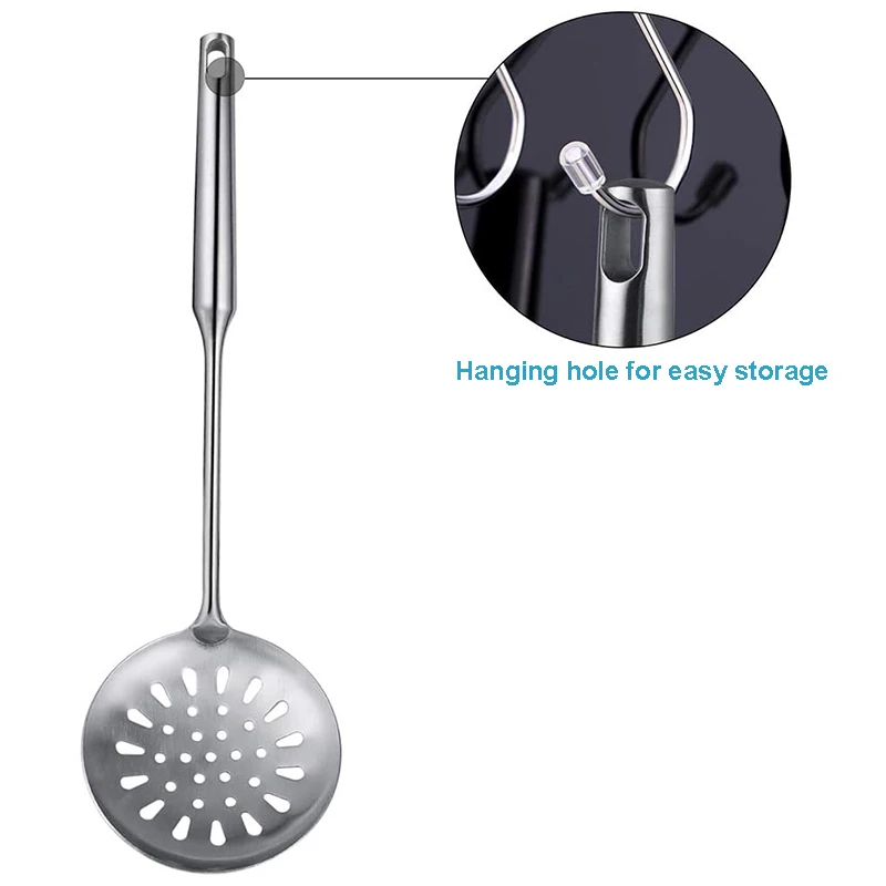 15-Inch Stainless Steel Skimmer Strainer Ladle, Slotted Spoon for Kitchen Cooking, Draining & Frying