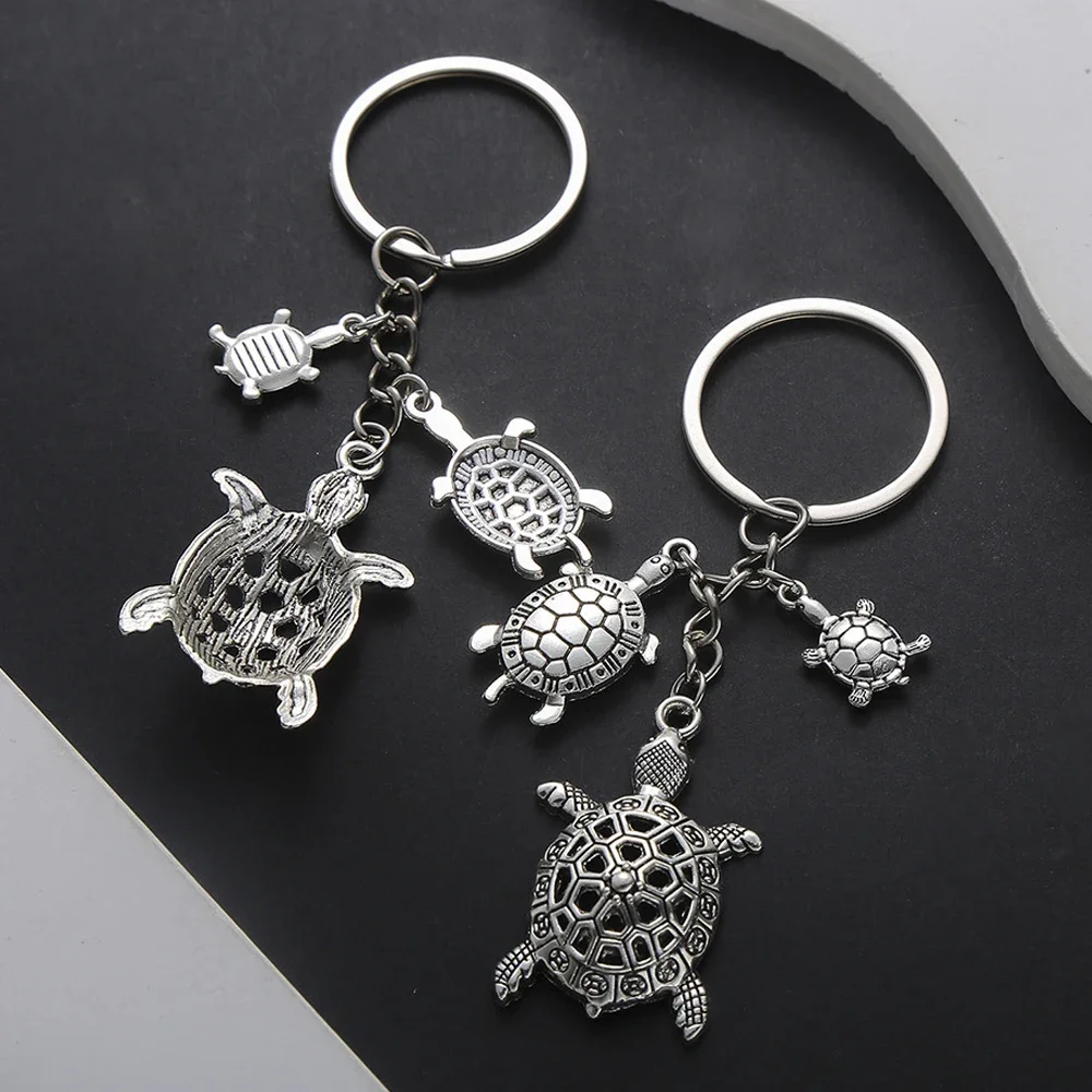 Cute Sea Turtle Keychain Metal Hollow Tortoise Pendant Key Holder Women Men Handbag Backpack Charms Accessories Ocean Lover Gift