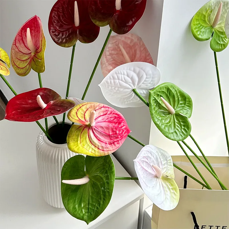 3D Printed Anthurium Artificial Flower Flamingo Palm Wedding Hall Layout Wedding Home Decoration Artificial Flower