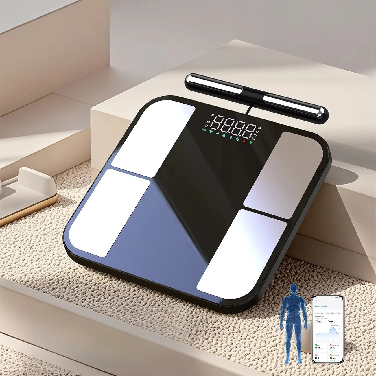 Digital Body Fat Analyzer Scale with Body Composition Measurement App 180KG Capacity for Office and Bathroom