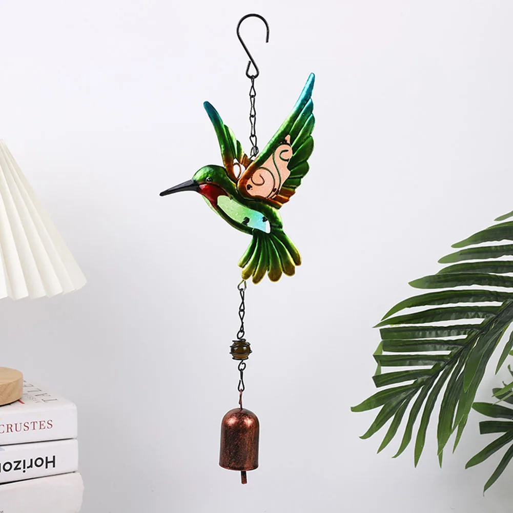 Wind Chime Hummingbirds Dragonflies Metal Glass Painted Crafts Hanging Pendants Bell Aluminum Pipe Home Courtyard Hanging Decors