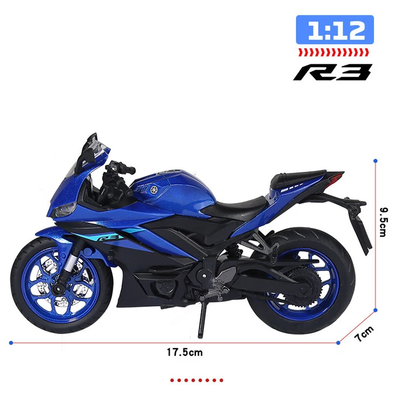 1:12 YAMAHA YZF-R3 YZFR3 aleación a presión modelo de motocicleta colección de vehículos sonido y luz todoterreno Autocycle juguetes Coche