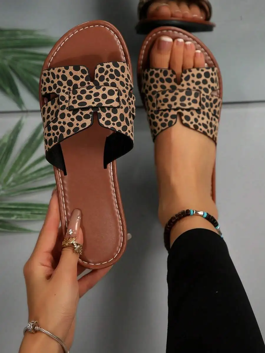 New Plus Size Women Comfortable Simple Round Toe Hollow Out Flat Slippers Sandals, Casual Fashion Outdoor Vacation Beach Style