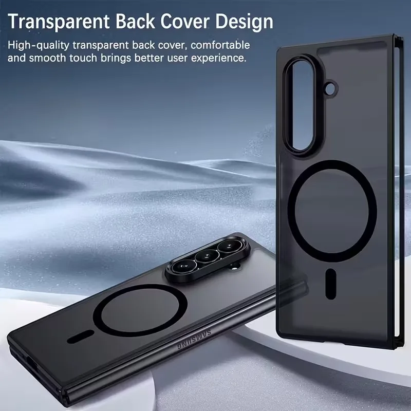 UYUXIO Full Cover Matte Hülle für Samsung Galaxy Z Fold 7, magnetische Handyhüllen mit Magnet für Z Fold 7, durchscheinende Abdeckung