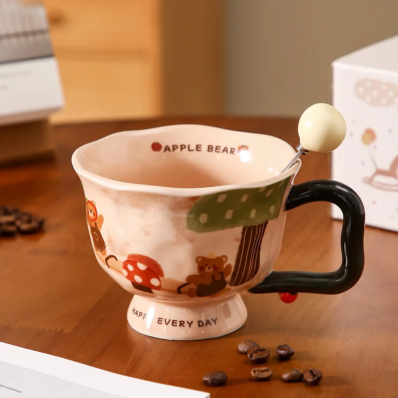 

Mug Creative Art Sense Ceramic Mug 2025 New Female Office Home Breakfast Coffee Cup Companion Gift