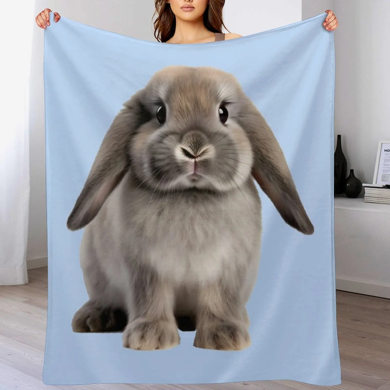 

Grey lop bunny Throw Blanket Bed linens Summer Beddings Custom warm for winter Blankets