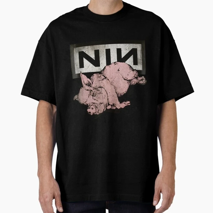 

Мужская и женская свободная футболка с короткими рукавами и графическим принтом Nine Inch Nails Band Pig, подходит для всех сезонов отдыха и