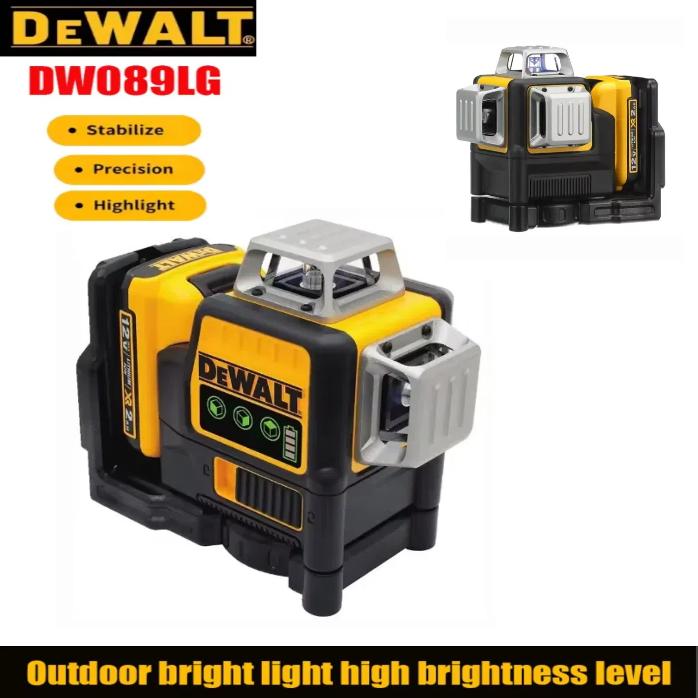 

DEWALT DW089LG12V professional laser level 12 line 360 degree self leveling horizontal and vertical cross line construction tool
