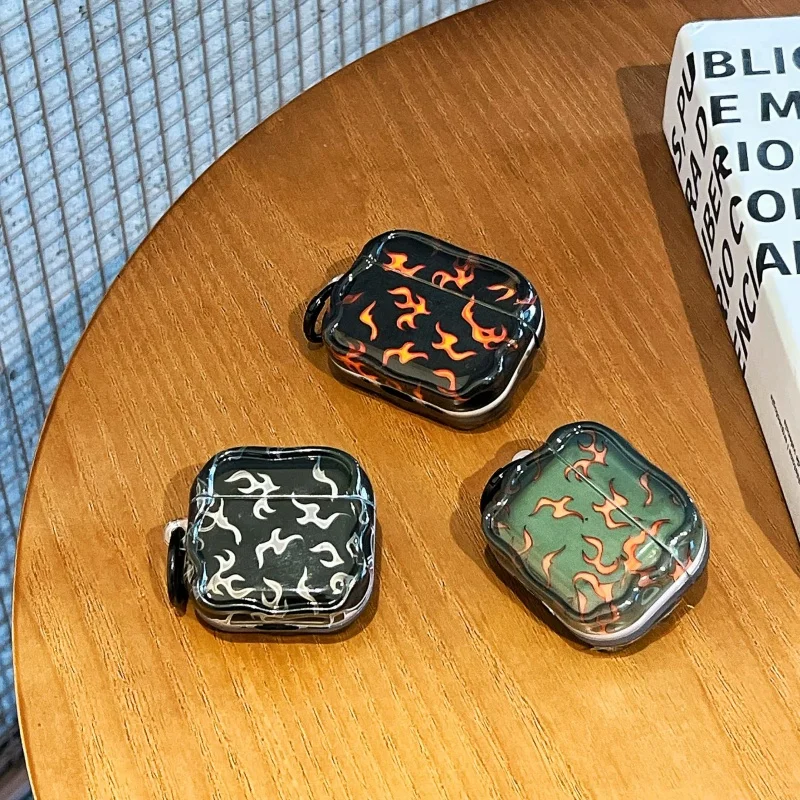 Personalized Three-color Flame Pattern IMD Earphone Case with Ring For Airpods Pro, Pro2, Pro3, 1, 2, 3, 4
