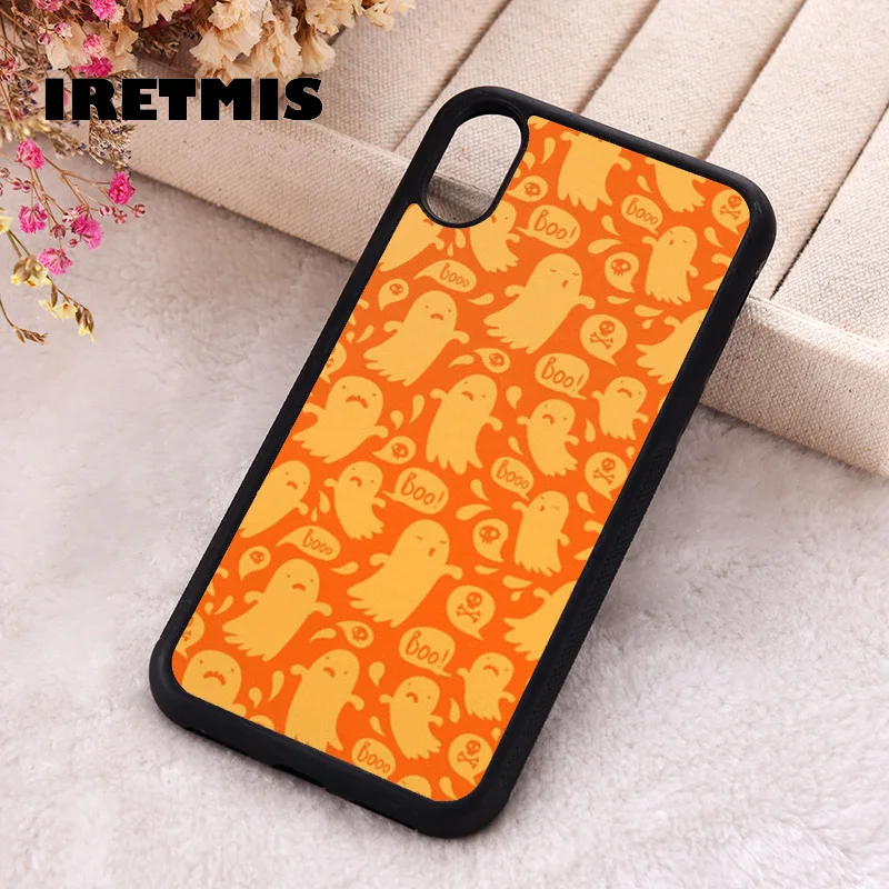 Iretmis 5 5S SE Phone Cover Case for iPhone 6 6S 7 8 Plus X Xs XR 11 12 13 MINI 14 Pro Max Silicone Halloween Ghost Pattern