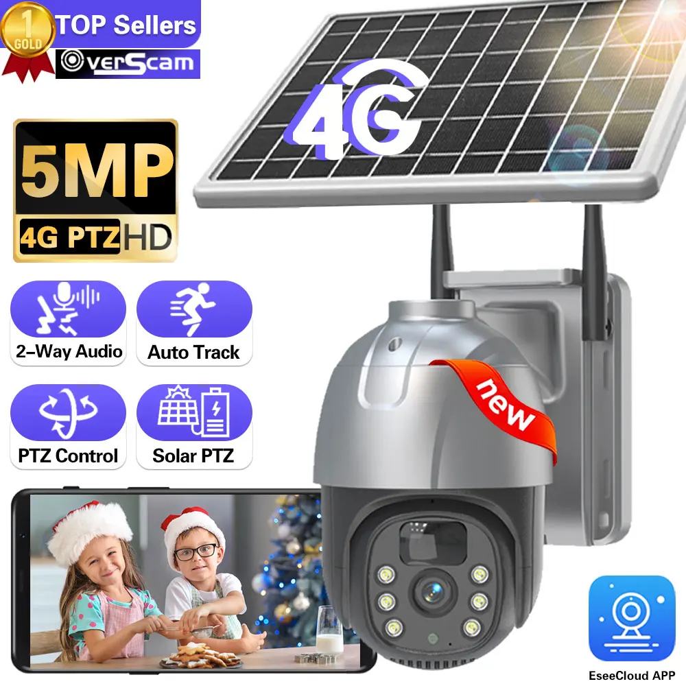 

Built-in Battery 4G PTZ Camera 5MP HD Outdoor Wireless Solar IP Camera Auto Tracking Video Surveillance Camera Long Time Standby