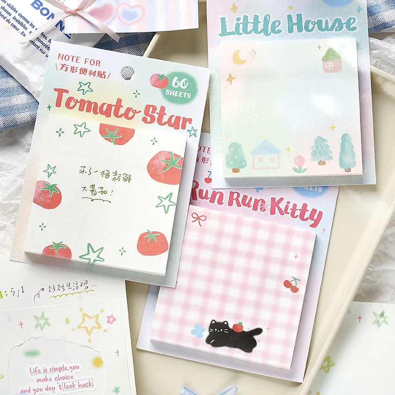 60Pcs Kawaii Ins Message Memo Paper DIY Handmade Scrapbook Background Paper Korean Japanese Style School Office Stationery