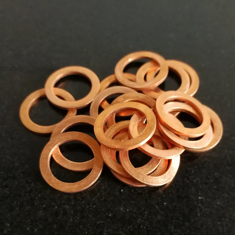 Copper Flat Washer M3-M15  0.1 0.2 0.3mm thick Seal Gasket inner diameter Sealing Ring Thin Sheet T3 Red copper washer