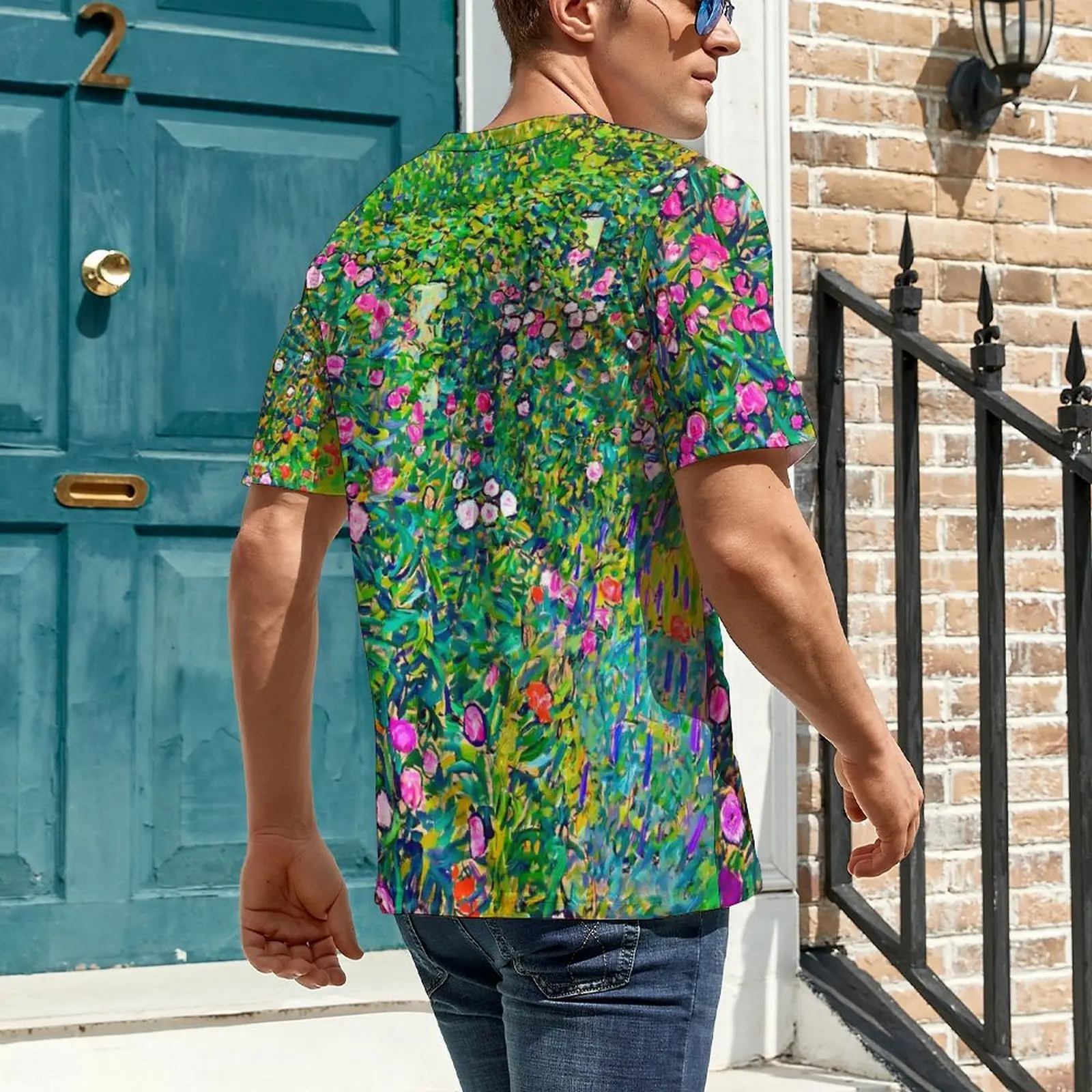 Gustav Klimt Art T Shirt For Men Italian Garden Printed O Neck T-Shirts Summer Fashion Clothes Short Sleeve Funny Plus Size Tees
