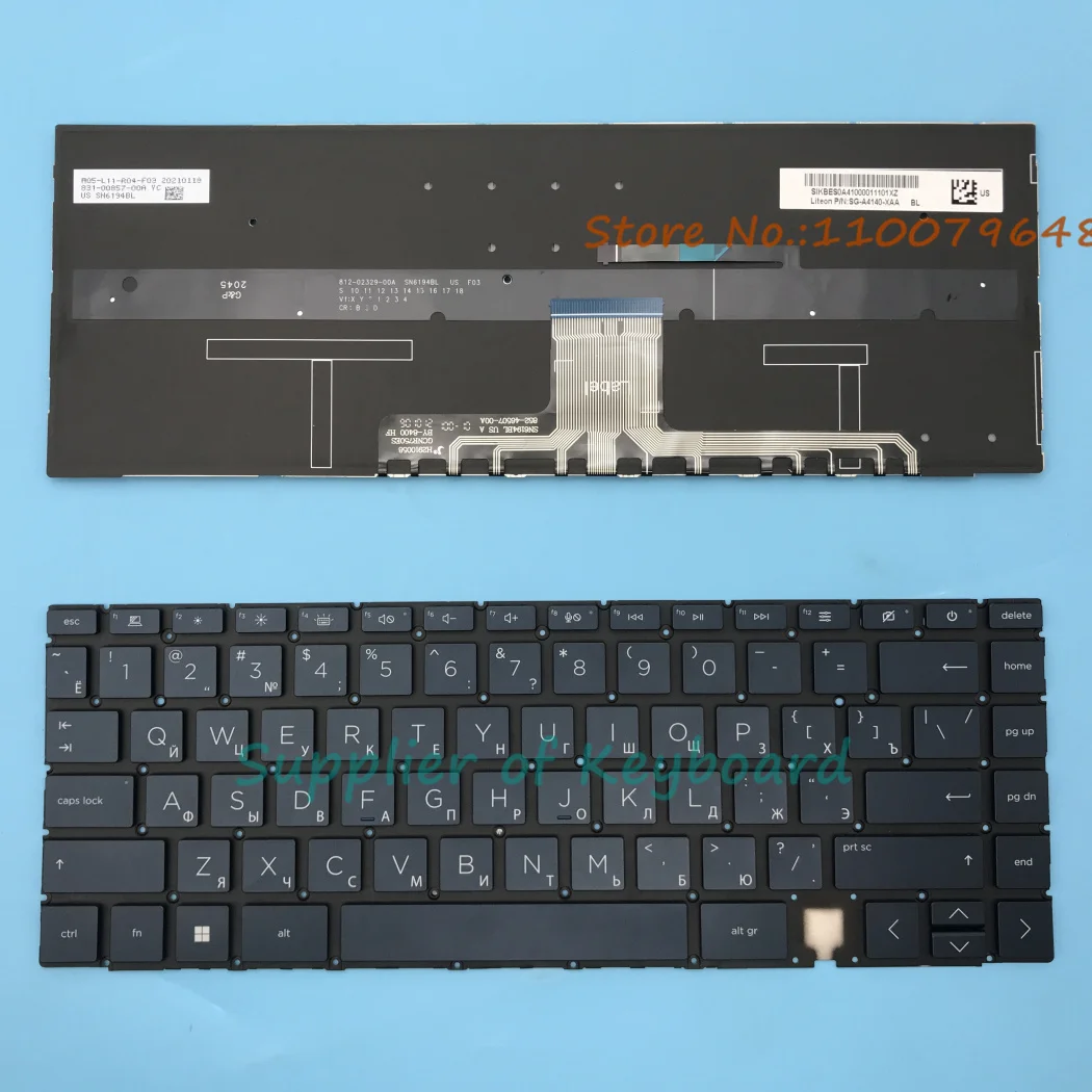 

НОВАЯ английская/российская клавиатура для ноутбука HP Spectre x360 14-ea0000 14-ea1000 14-ea2000 с подсветкой, коричневая/серебристая/синяя