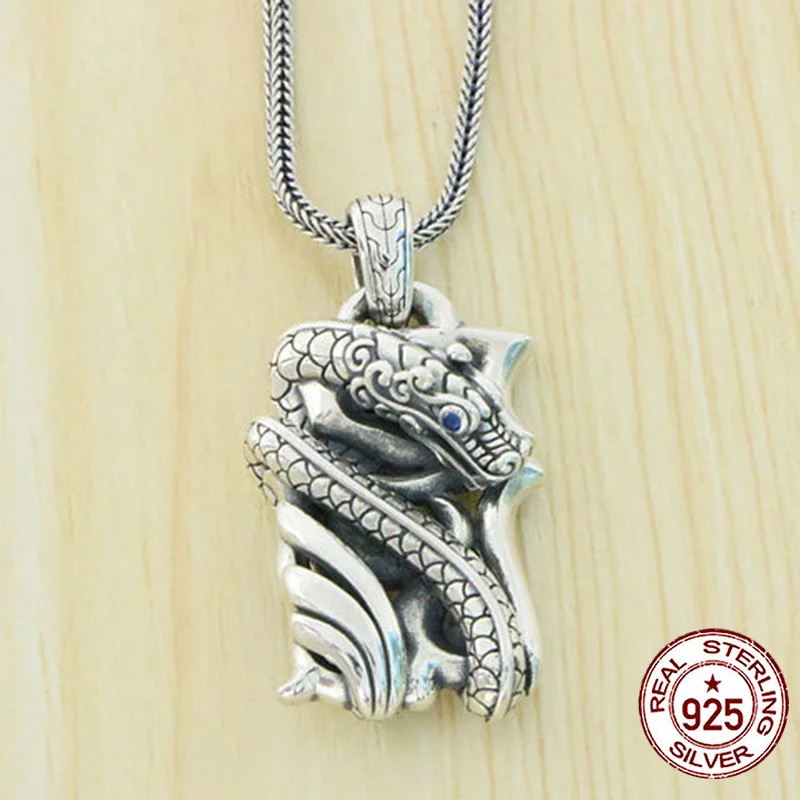 S925 Sterling Silver Pendant Personalized Fashion Retro Chinese Style Dragon Brand  Punk hip-hop design internet celebrity