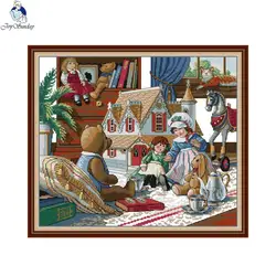 Joy Sunday Cartoon DIY 16CT 14CT 11CT Cross Stitch Embroidery Kits Needlework Craft Set Cotton Thread Printed Canvas Home Decor