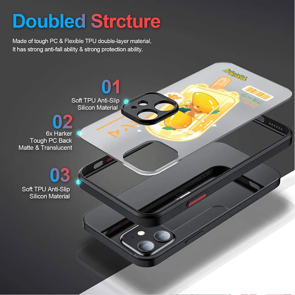 Pokemon Gengar Matte Case For Apple iPhone 15 11 14 13 12 Pro 7 XR X XS Max 8 Plus 6 6S SE 2022 15Pro Black Phone Cover