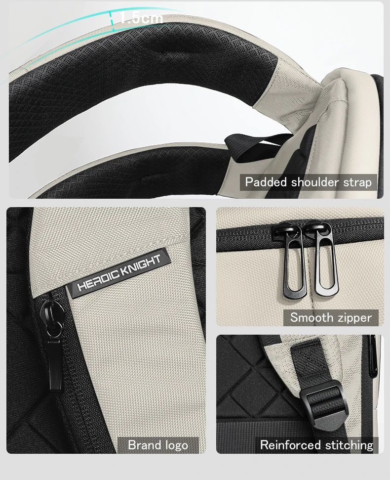 HK Großraumiger Wasserdichter Reise- und Pendler-Rucksack Weißer Modischer Business-Rucksack Leichter 17-Zoll-Laptop-Rucksack – Detail 15