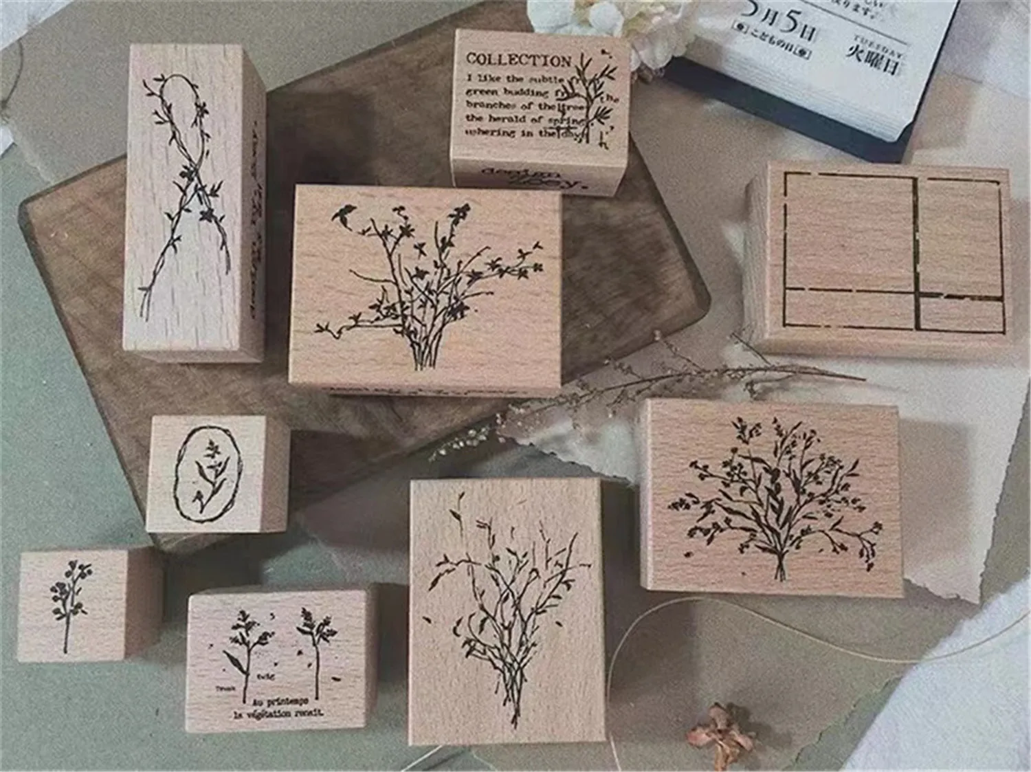 Vintage Zoey Spring Branch Wooden Rubber Stamp for DIY Scrapbooking Photo Album Card Making