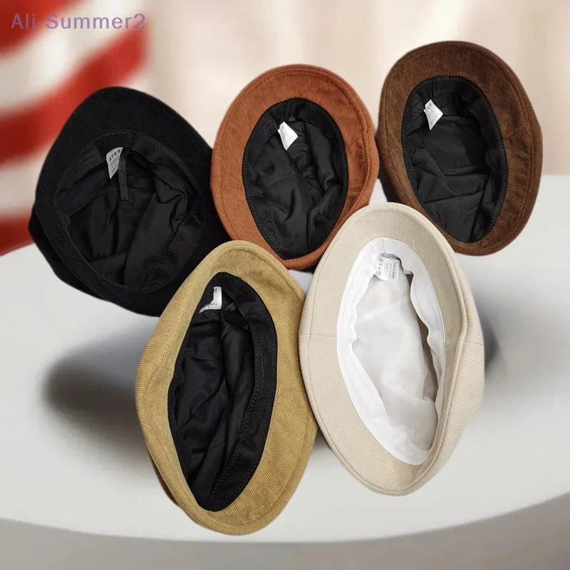 {Summer2} Japanischer lässiger Cord-Eimerhut, warm, winddicht, Fischerkappen, Retro-Beckenhut mit breiter Krempe