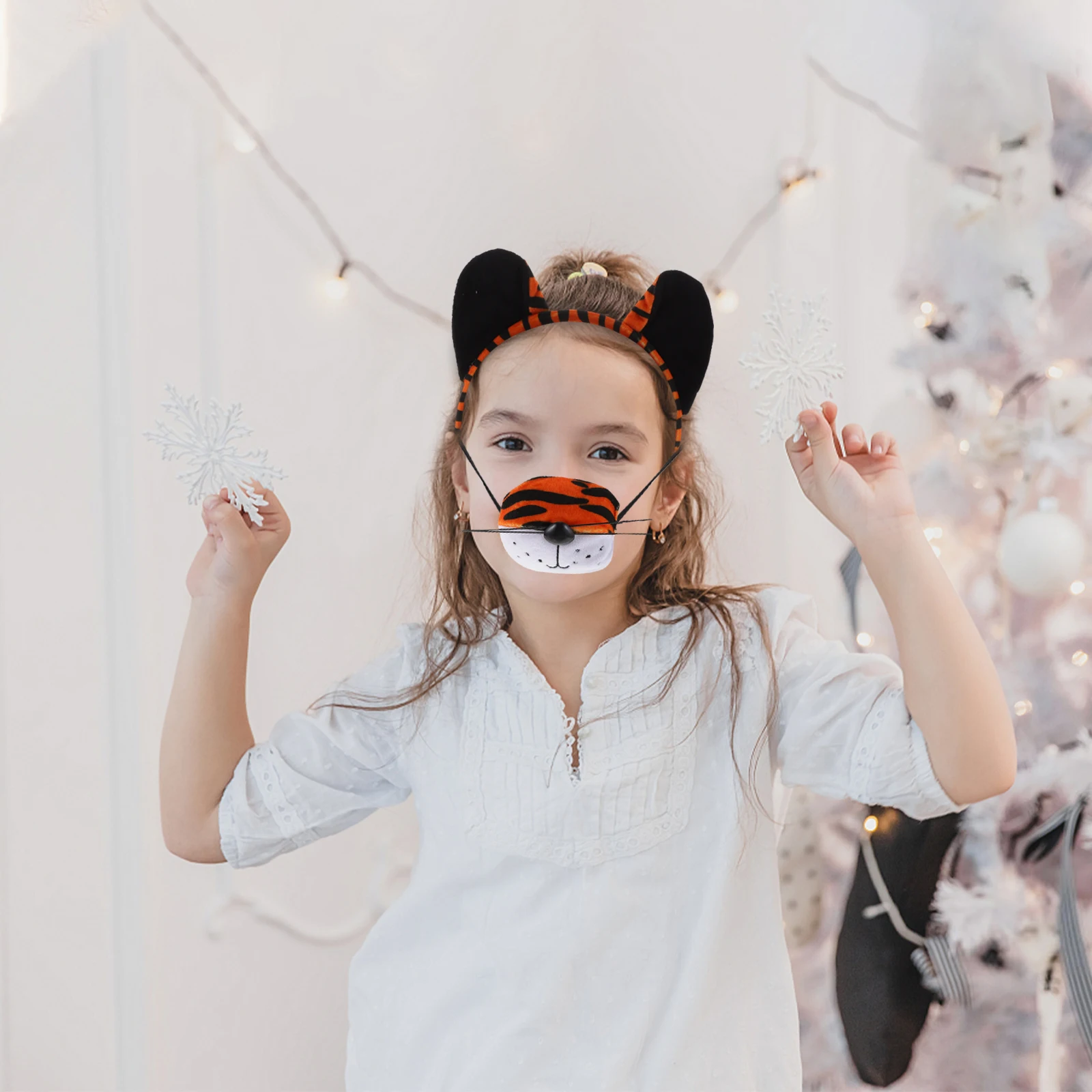 

1 set Tiger Headdress Set Cosplay Props Christmas Costumes for Kids Cloth Ear Headband Texture Exquisite Workmanship