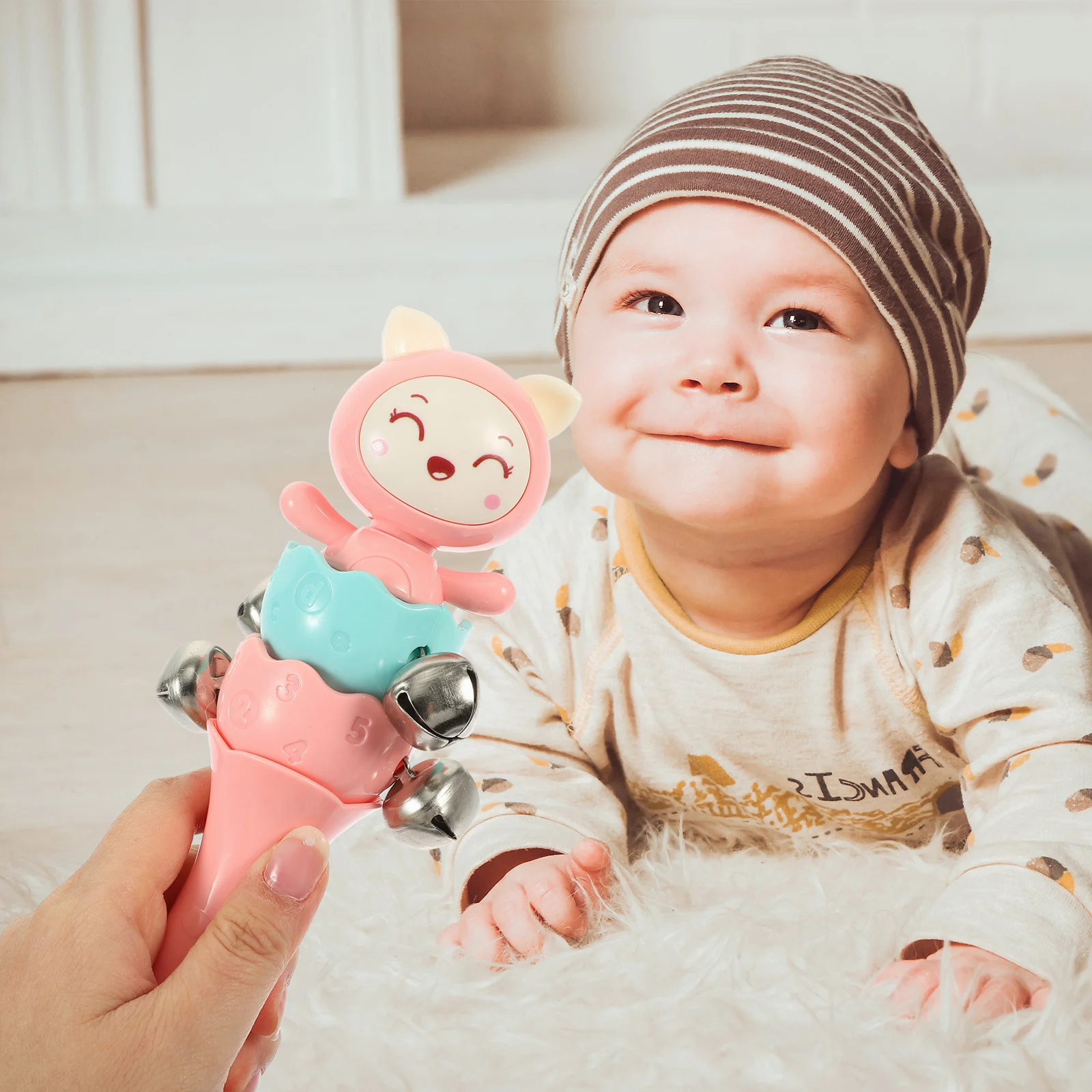 Educatieve Baby Tafelbel Cartoon Schudden Muziekbel Handgreep Ontwikkel Coördinatie Ouder Kind Interactie Cartoon Rammelaar