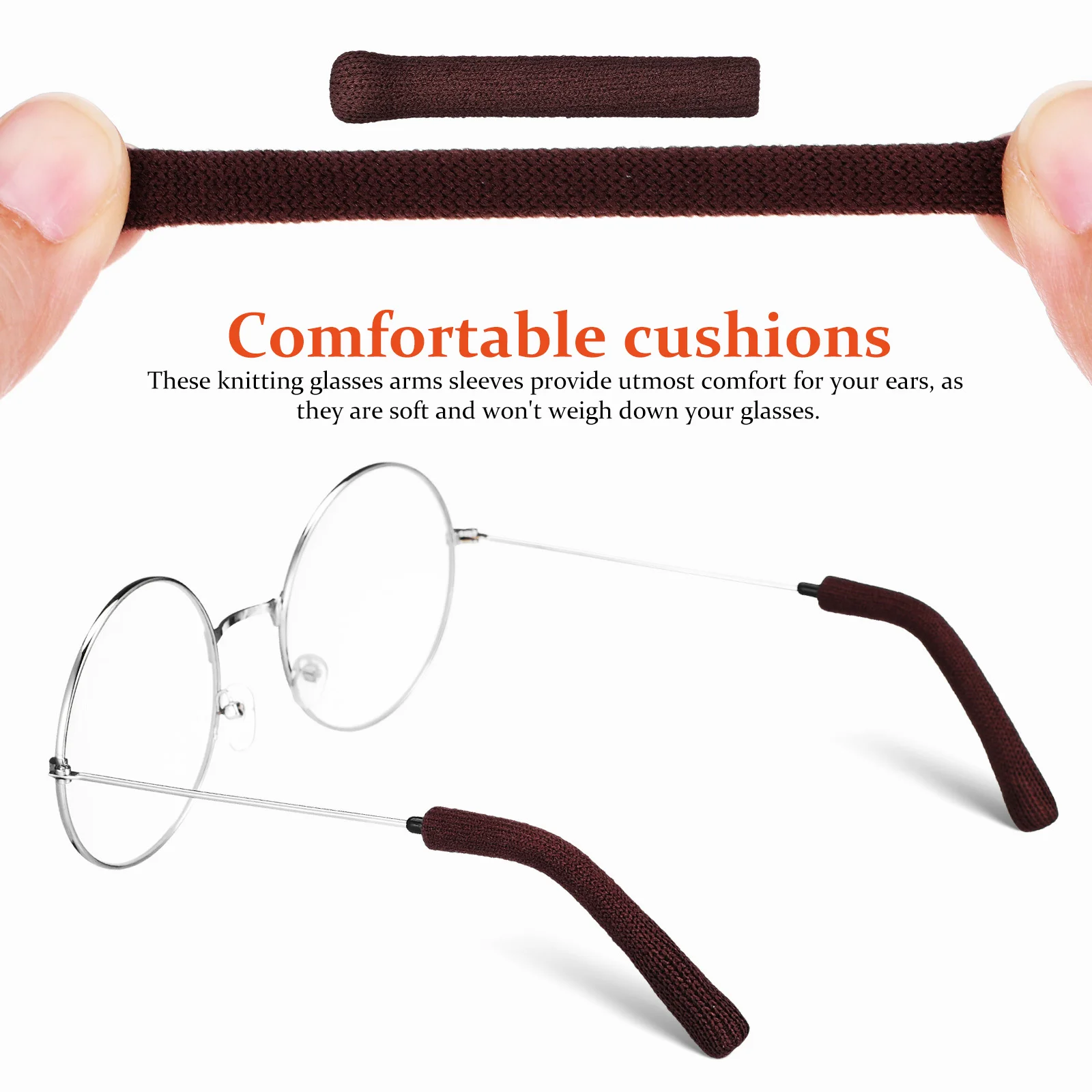 

3Pairs Glasses Ear Cushions Knitted Sleeves Comfortable Anti Slip Protective Covers for Eyeglasses Arms Universal Fit