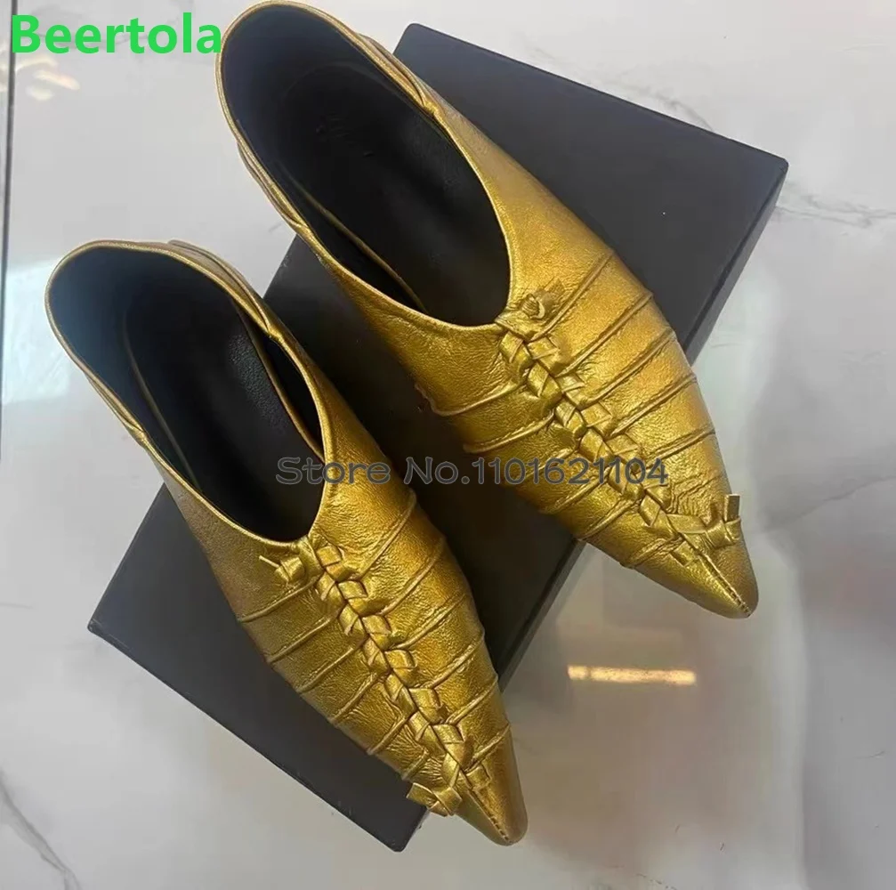 

Cross Woven Pointy Toe Flat With Shoes For Female Women 2024 Autumn New Pumps Soft Leather Solid Slip-on Shallow Casual Shoes