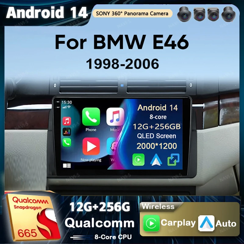 

Android 14 мультимедийный плеер для BMW E46 M3 318 320 325 330 335 1998-2006 навигация GPS Carplay автомобильное стерео радио головное устройство