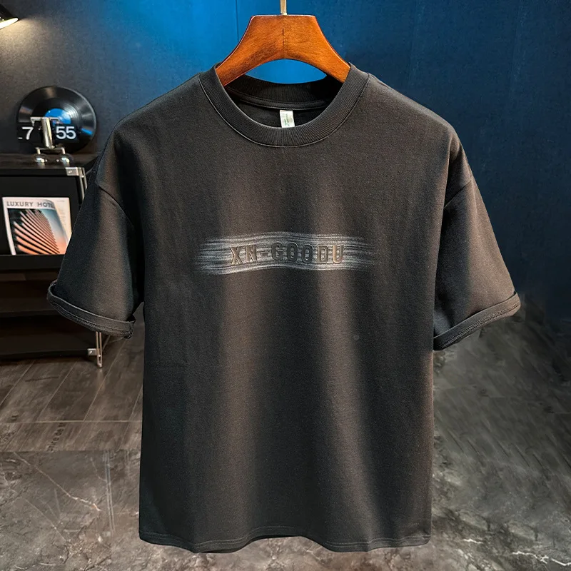 

American High Street Loose Short Sleeve T-shirt for Men's Summer 2025 New Printed Men's Half Sleeve Top