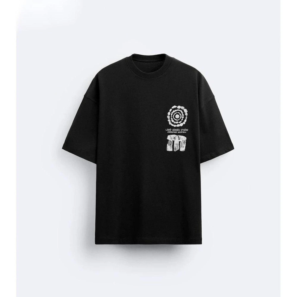 

2025 The Latest Japanese and Korean ZA Simple Loose and Comfortable Men's Heart-shaped Printed Short-sleeved T-shirt