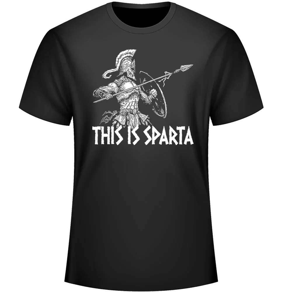 

This Is Sparta. Vintage Spartan Warrior Printed T-Shirt 100% Cotton O-Neck Summer Short Sleeve Casual Mens T-shirt Size S-3XL