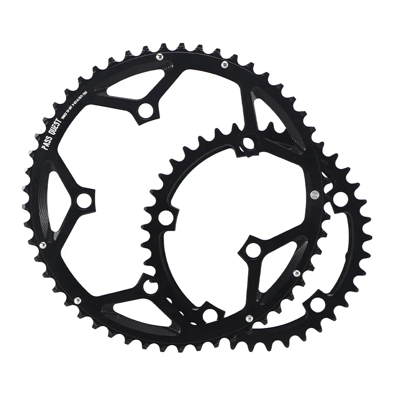 PASS QUEST-Foldable Bicycle Sprocket with Five Claws 2X Sprocket Round Road Bike 11-12 Speed Gravel Bike 53T 54T 56T