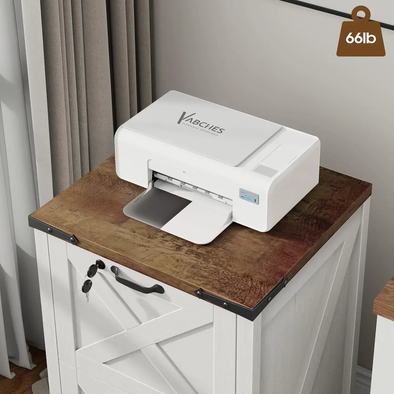 White Lock Wooden Two Drawer Vertical File Cabinet Under Desk Printer Stand Home Office Storage For Letter A4 Hanging Files